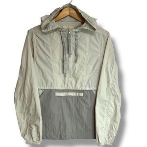 Thread & Supply 1/2 Zip Nylon Hooded Pullover Jacket Size S Gray Two Tone‎